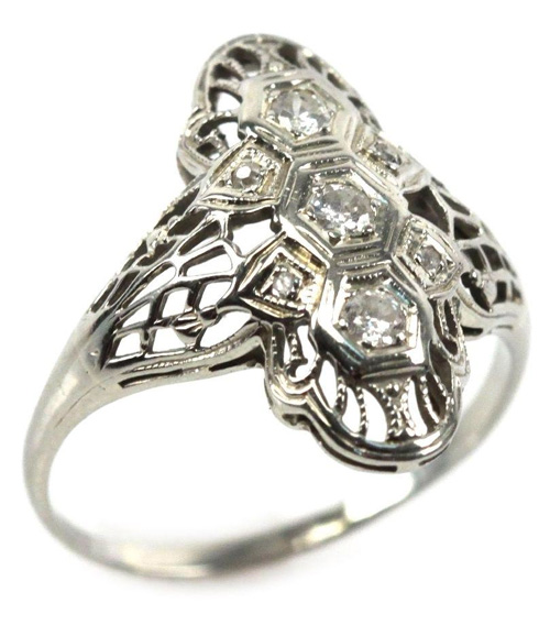 art deco filigree ring