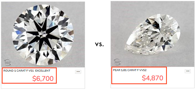 pear and round diamond price comparison 1