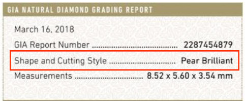 Pear Shaped Diamond Mm Size Chart