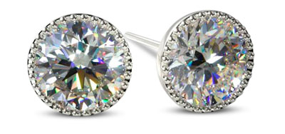 Diamond Stud Earrings Bezel Setting