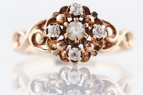 victorian rose gold diamond ring