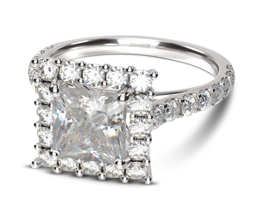 Floating Halo Princess Diamond Engagement Ring