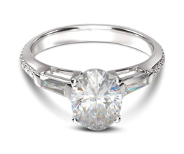 Three Stone Tapered Baguette Diamond Engagement Ring