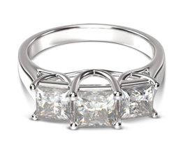 Three Stone Trellis Princess Diamond Engagement Ring