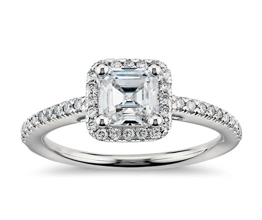 Asscher Cut Halo Diamond Engagement Ring