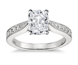 Cathedral Pavé Radiant Diamond Engagement Ring