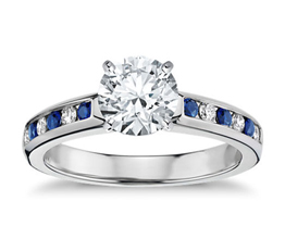 Channel Set Sapphire and Diamond Engagement Ring