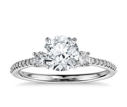 Petite Micropavé Trio Diamond Engagement Ring