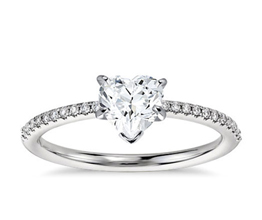 Petite Heart Diamond Engagement Ring