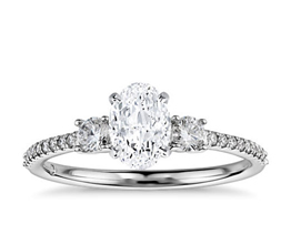 Petite Micropavé Trio Diamond Engagement Ring