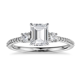 Petite Micropavé Trio Diamond Engagement Ring