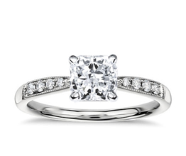 Petite Milgrain Diamond Engagement Ring