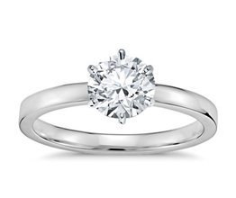 Six-Prong Low Dome Comfort Fit Solitaire Engagement Ring