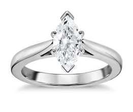 Tapered Cathedral Solitaire Marquise Diamond Engagement Ring