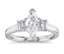 Three-Stone Emerald-Cut Diamond Engagement Ring