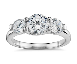 Three-Stone Petite Trellis Diamond Engagement Ring