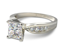 Bow tie channel set princess cut diamond engagement ring