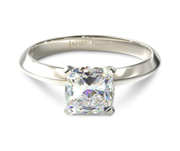 Knife edge cushion cut diamond solitaire engagement ring