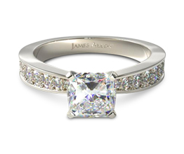 Perfect Pavé cushion cut diamond engagement ring (0.24 carat in setting)