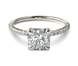 Petite pavé radiant engagement ring