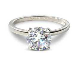 Slim band solitaire round diamond engagement ring