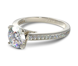 Slim channel set round diamond engagement ring