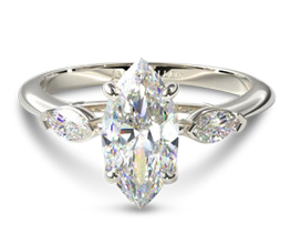 Three stone marquise diamond engagement ring