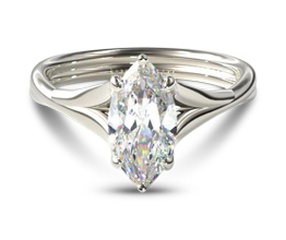 Twisted shank marquise diamond engagement ring