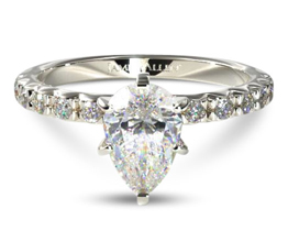 French cut pear diamond engagement ring with 0.32 carats