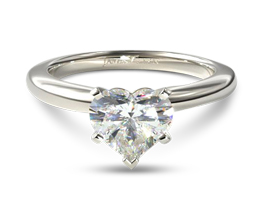 Comfort fit five prong heart solitaire diamond ring