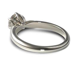 Modern tulip basket six prong engagement ring