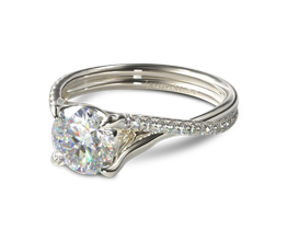 Twisted shank pavé engagement ring