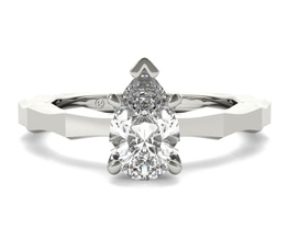 Octagon solitaire pear shaped engagement ring