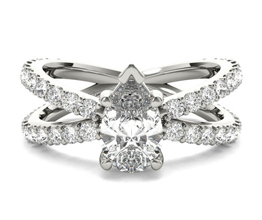 Pear Shaped Open Band Diamond Engagement Ring