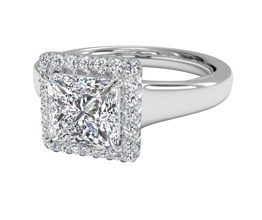 Cushion French-Set Halo Diamond Engagement Ring