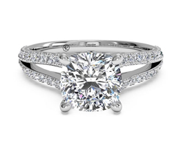 Double French-Set Diamond ‘V’ Engagement Ring (0.24 carats in setting)