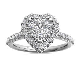 French-Set Halo Diamond Band Engagement Ring