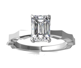 Octagon Solitaire Emerald Cut Engagement Ring