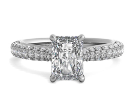 Three Row Pavé Diamond Engagement Ring