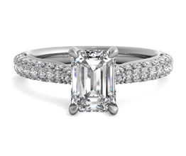 Three Row Pavé Diamond Engagement Ring