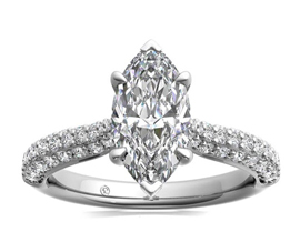 Three Row Pavé Diamond Engagement Ring