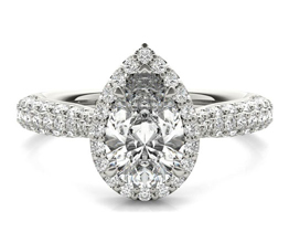 Ritani Three Row Pavé Diamond Halo Engagement Ring