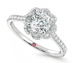 ‘Entwine’ halo cushion cut diamond ring