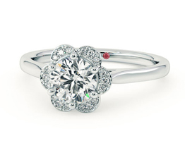 Fleur floral halo engagement ring