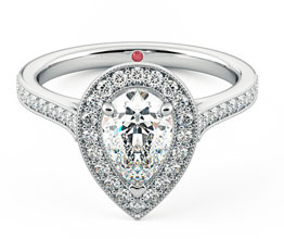 Talisman pear diamond halo engagement ring