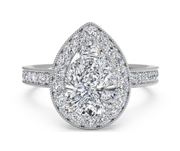 Vintage Halo Diamond Engagement Ring With Surprise Diamonds