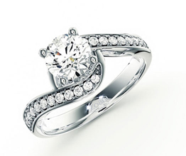 Twisted pavé diamond engagement ring