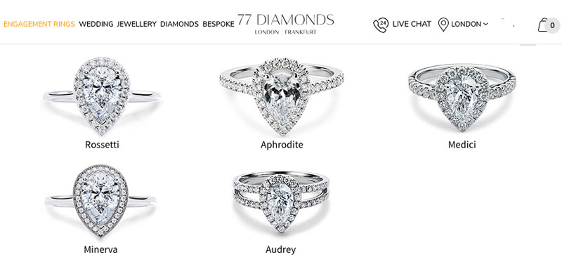 Diamonds pear halo diamond rings