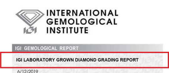 IGI lab grown diamond report