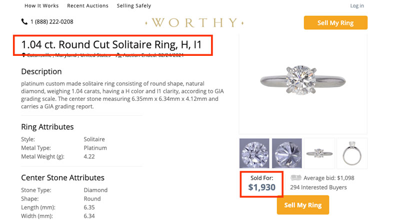 sell diamond ring on worthy.com